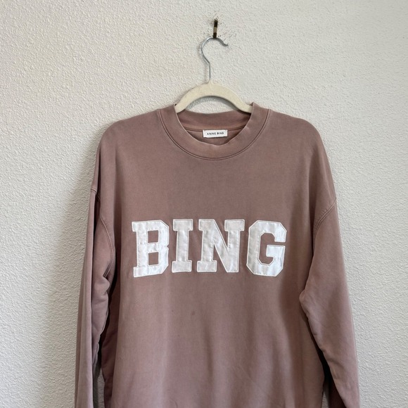 ANINE BING Tyler Sweatshirt Crewneck Logo Spellout Distressed Varsity Boho - Picture 2 of 9